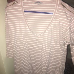 Striped zipper detailed shirt